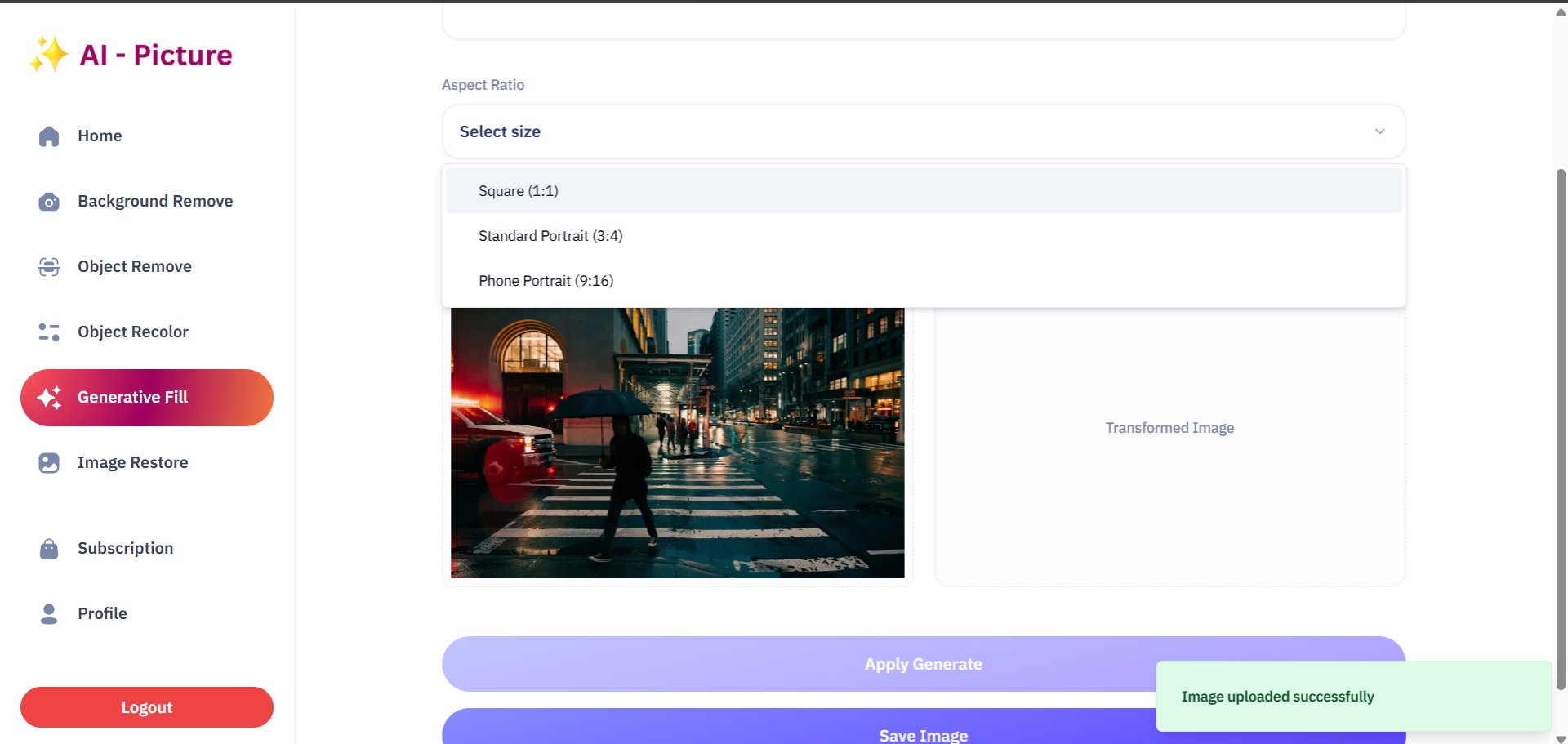 Generative Fill Page and Result