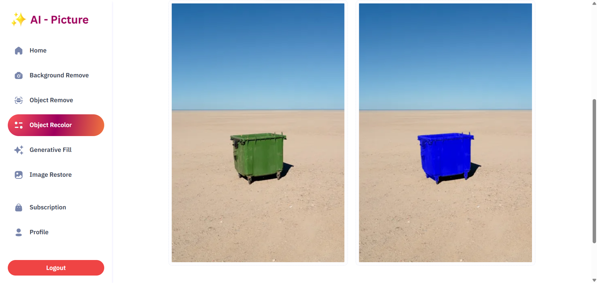 Recoloring Object Page and Result