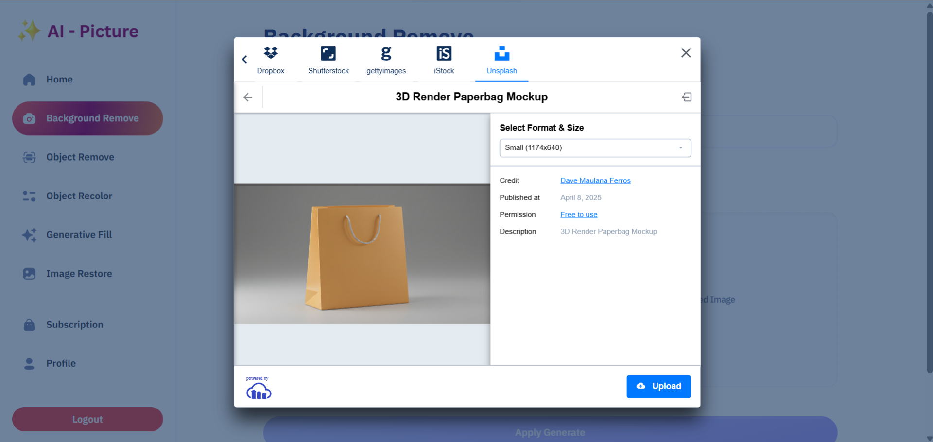 Remove Background Page and Result
