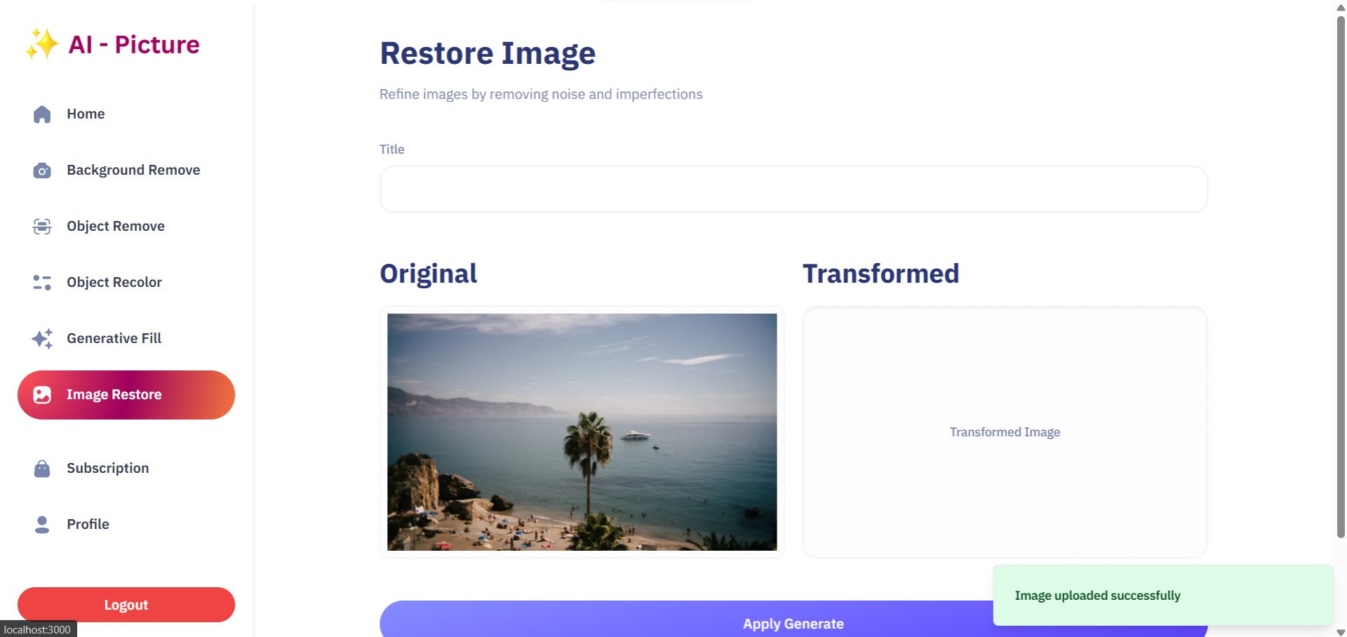 Restoring Image Page and Result