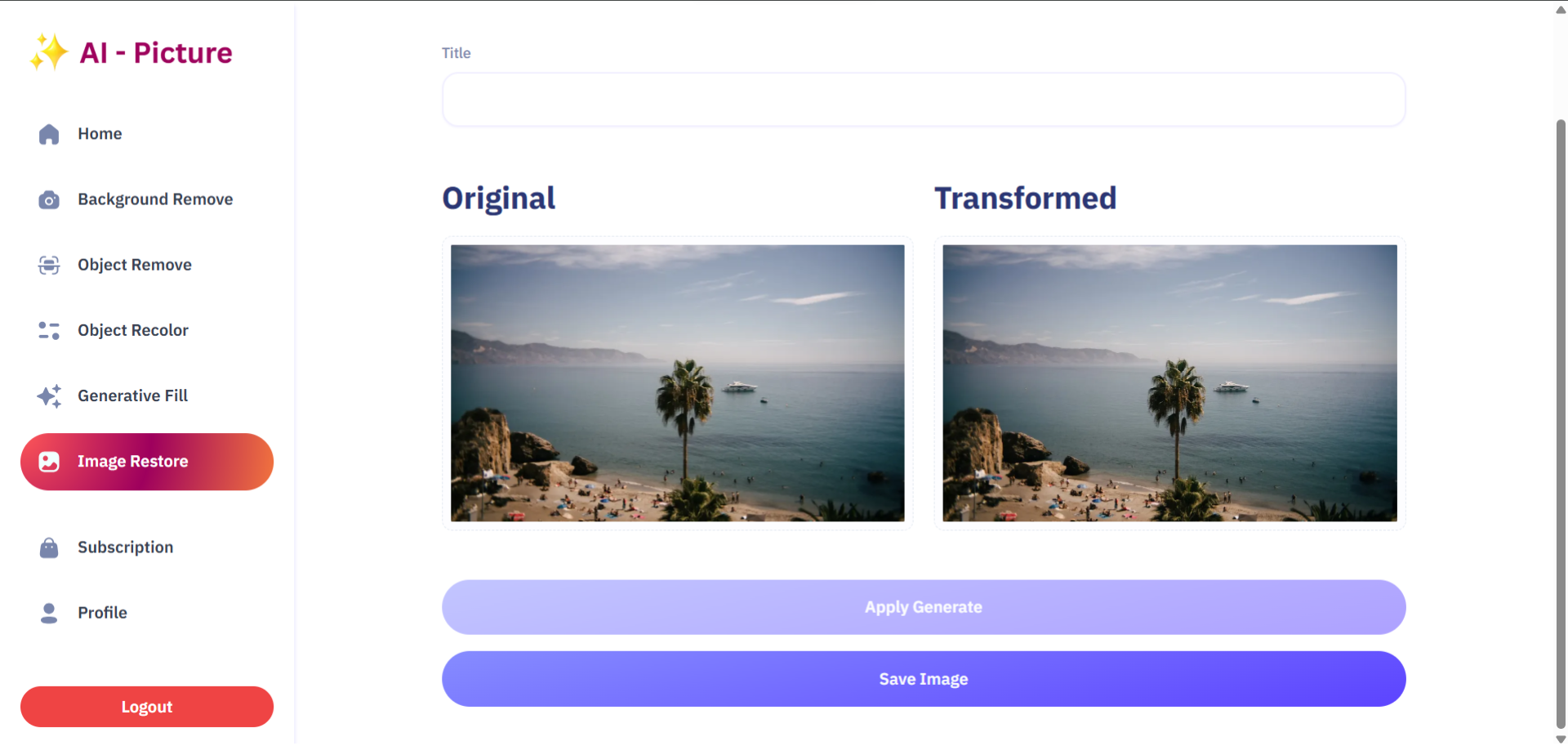 Restoring Image Page and Result